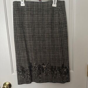 Marc Cain Black and White Checkered Pencil Skirt